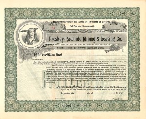 Proskey-Rawhide Mining and Leasing Co. - Stock Certificate